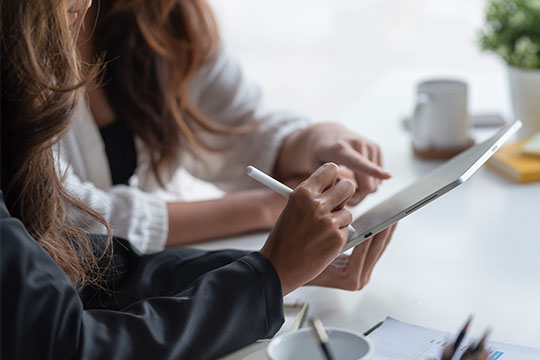 Gemeinsame Sichtung von Daten auf einem Tablet